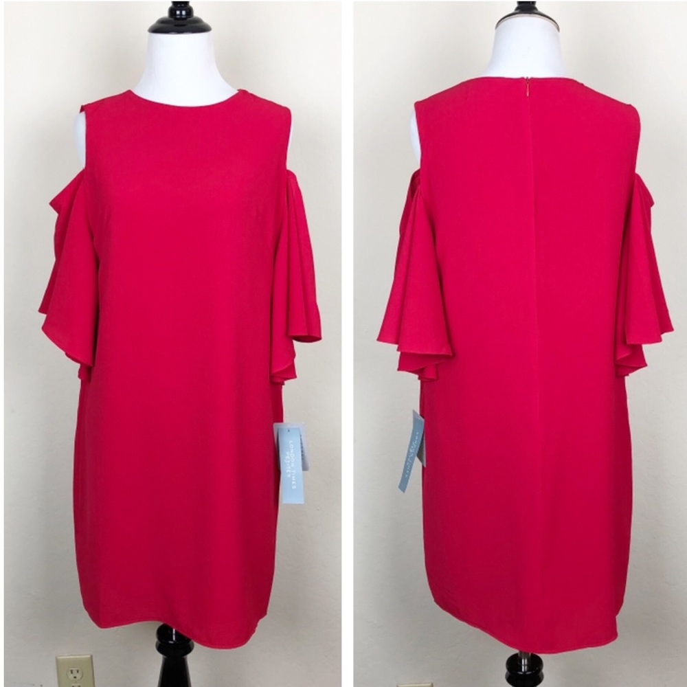 🔴 SOLD 🔴 NWT London Times Red Cold Shoulder Dress
